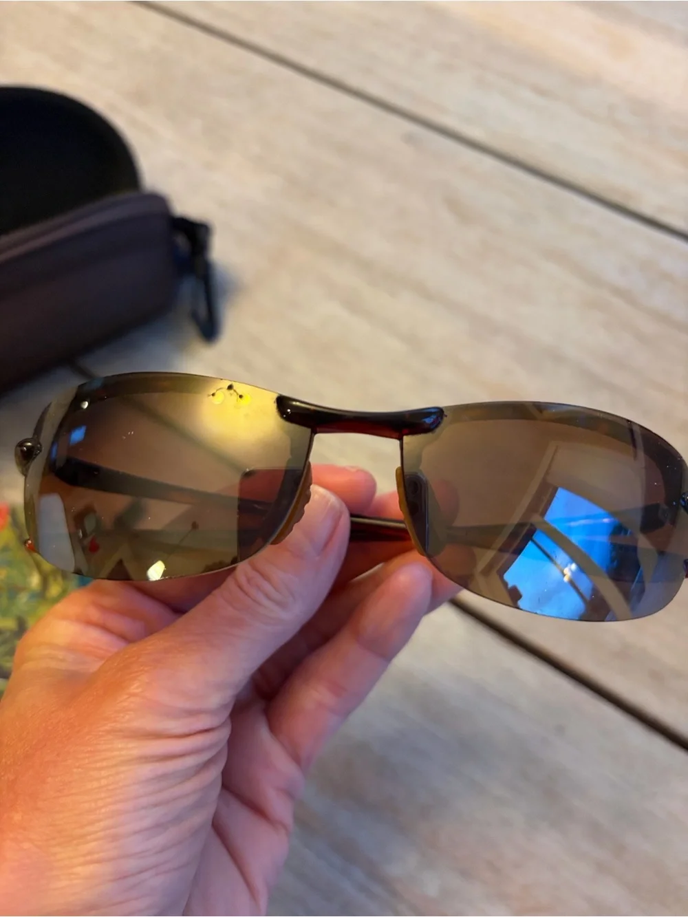 Maui Jim Rimless Brown Mirrored Sunglasses